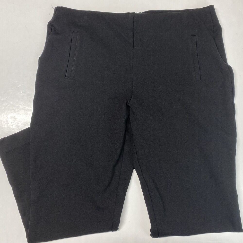 Chicos Pants Ponte Knit Crop Sz 2 (US 12/Large) Womens Black Stretch Pull On EUC